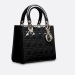 迪奥/DIOR  Lady Dior 黑色藤格纹漆皮牛皮革手提包
