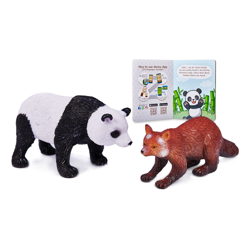 野生动物仿真动物模型 老虎斑马大小熊猫玩具套装