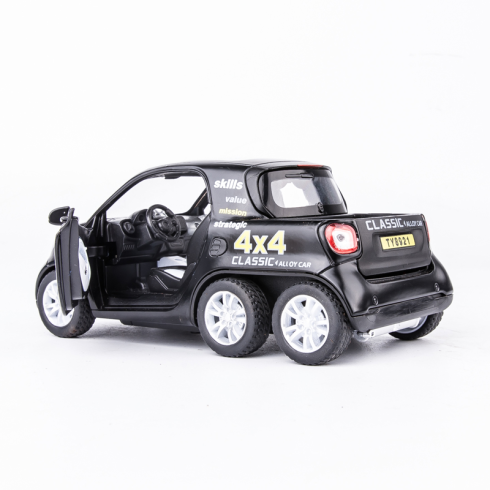奔驰smart皮卡仿真合金车模六轮玩具车儿童=回力玩具汽车模型
