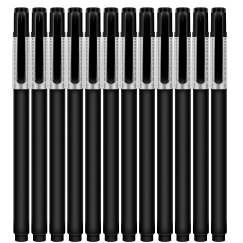 得力S77黑色中性笔 金属喷漆水笔 0.5mm 子弹头签字笔 12支/盒
