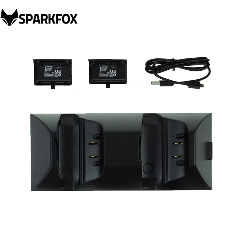 闪狐  Xbox One S/X无线蓝牙游戏手柄充电器双座充加双充电包 xbox配件
