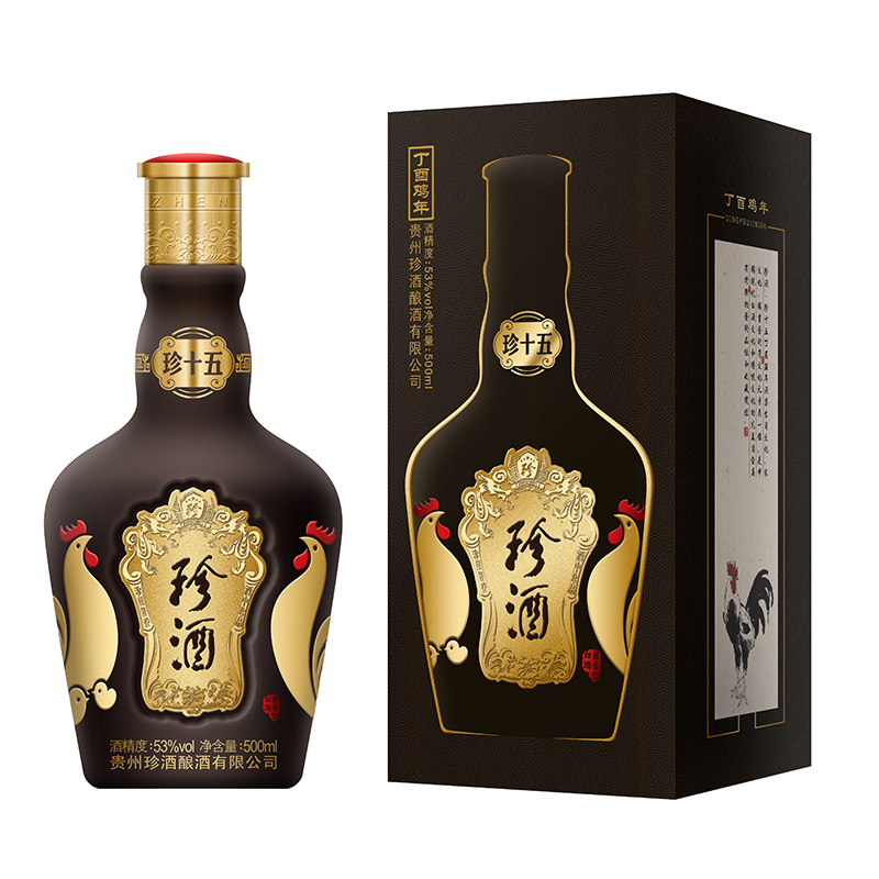 珍酒 珍十五 鸡年纪念酒 酱香型白酒 53度500ml 酒中珍品 珍藏酱香