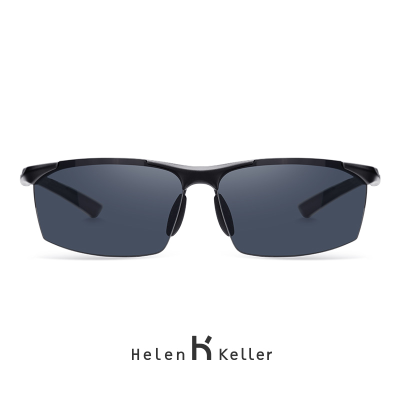 海伦凯勒男士潮户外运动太阳镜登山驾驶铝镁眼镜偏光墨镜H8871