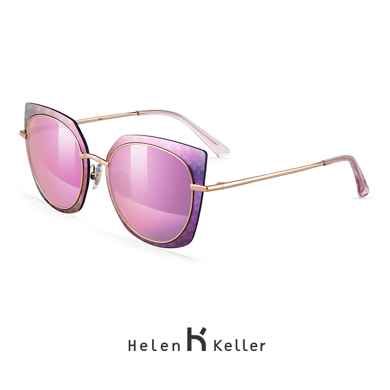 海伦凯勒女士新款大框圆脸墨镜女时尚偏光太阳镜近视司机镜H8717