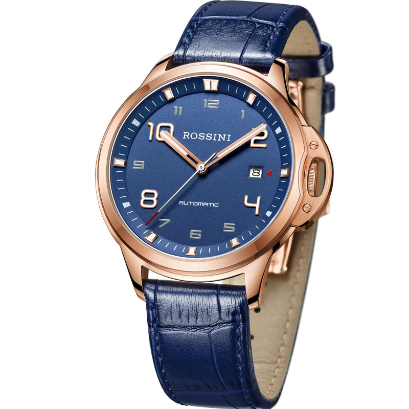 罗西尼(ROSSINI)手表勋章系列时尚腕表运动酷感日历夜光透底自动机械表男士手表