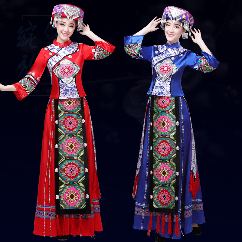 土家族服装女湘西少数民族成人服长款服饰苗族彝族演出舞蹈盛装