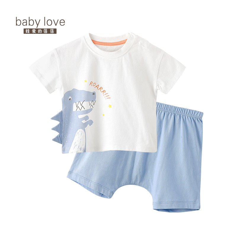 babylove宝宝短袖短裤婴幼儿童夏季薄款 纯棉T恤分体套装