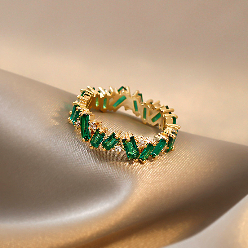 祖母绿戒指 小众设计日式轻奢ins潮高级感时尚百搭 食指指环